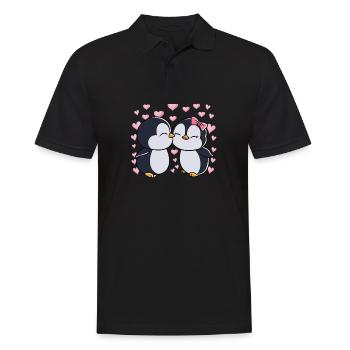 Saint-Valentin Pingouin Couple Pingouins - Polo Homme - noir - Devant - Kai (181cm)