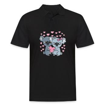 Saint-Valentin Couple Koalas Doux Koalas - Polo Homme - noir - Devant - Kai (181cm)