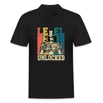 Level 33 Freigeschaltet - Männer Poloshirt - Schwarz - Vorne - Kai (181cm)