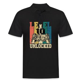 Level 10 Freigeschaltet - Männer Poloshirt - Schwarz - Vorne - Kai (181cm)