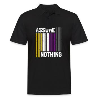 Nonbinary I LGBT Pride I Flag Barcode I Assume - Männer Poloshirt - Schwarz - Vorne - Kai (181cm)