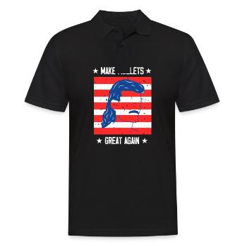 Political Humor I Mullet Hair I Make Mullets - Männer Poloshirt - Schwarz - Vorne - Kai (181cm)