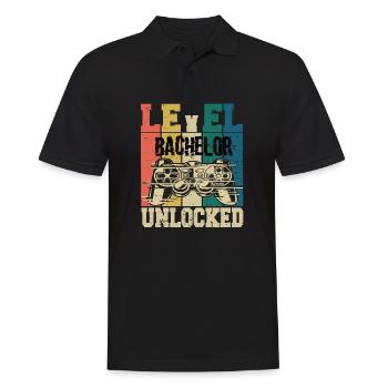 Level Bachelor Freigeschaltet - Männer Poloshirt - Schwarz - Vorne - Kai (181cm)