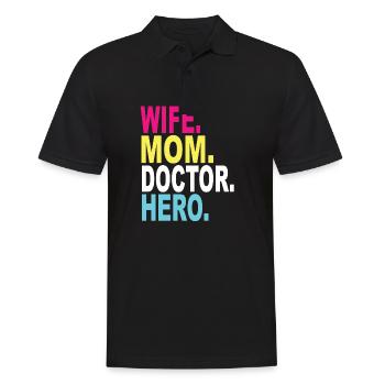 Wife Mom Doctor Hero - Men's Polo Shirt - black - Front - Kai (181cm)