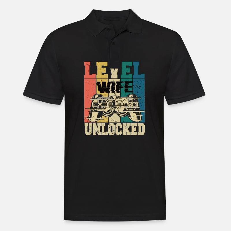Level Ehefrau Freigeschaltet - Männer Poloshirt - Schwarz