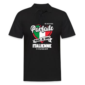 Je ne suis pas parfaite mais italienne humour ital - Polo Homme - noir - Devant - Kai (181cm)