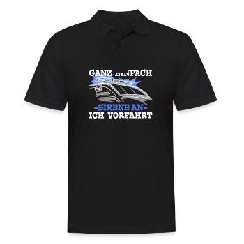 Rettungsdienst Sirene AN Vorfahrt Blaulicht - Männer Poloshirt - Schwarz - Vorne - Kai (181cm)