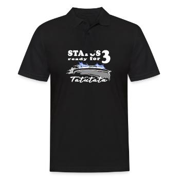 Feuerwehr Status 3 mit Blaulicht Tatütata - Männer Poloshirt - Schwarz - Vorne - Kai (181cm)