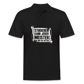 Meister Meisterprüfung Handwerk Studieren kann - Männer Poloshirt - Schwarz - Vorne - Kai (181cm)
