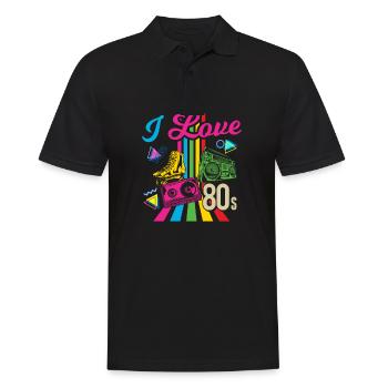I Love 80s ich liebe die 80ger musik - Männer Poloshirt - Schwarz - Vorne - Kai (181cm)
