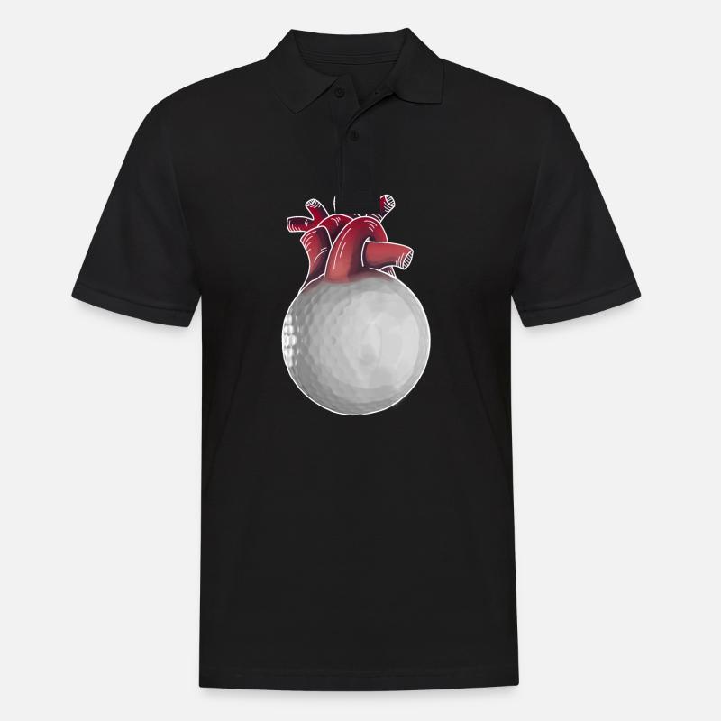 Golfspiller hjerte sjov golfbold golf gave - Herre poloshirt - sort