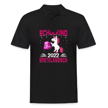 Schulkind 2022 Einhorn - Männer Poloshirt - Schwarz - Vorne - Kai (181cm)