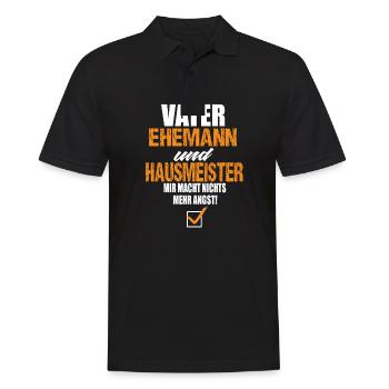 Vater Ehemann und Hausmeister - Männer Poloshirt - Schwarz - Vorne - Kai (181cm)