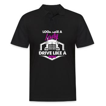 Look Like A Lady Drive Like A Boss - Männer Poloshirt - Schwarz - Vorne - Kai (181cm)
