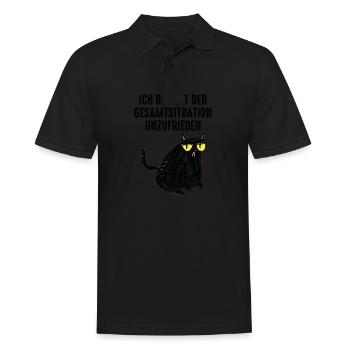 Ich Bin Mit Der Gesamtsituation Unzufrieden Katze - Männer Poloshirt - Schwarz - Vorne - Kai (181cm)