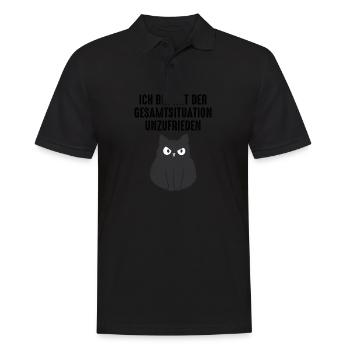 Ich Bin Mit Der Gesamtsituation Unzufrieden Katze - Männer Poloshirt - Schwarz - Vorne - Kai (181cm)