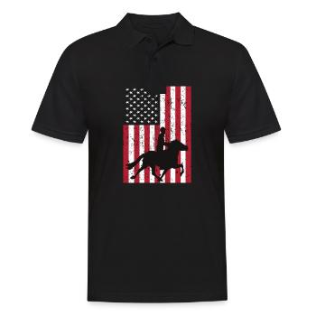 Men's Horseback Riding - Men's Polo Shirt - black - Front - Kai (181cm)