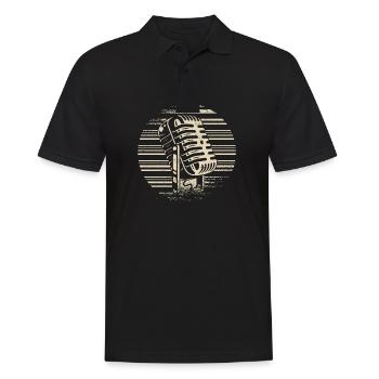 Retro Singer Microphone I Vocalist I Vintage - Männer Poloshirt - Schwarz - Vorne - Kai (181cm)
