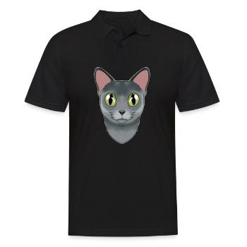 Cat Lover I Cat Face I Russian Blue Cat - Männer Poloshirt - Schwarz - Vorne - Kai (181cm)