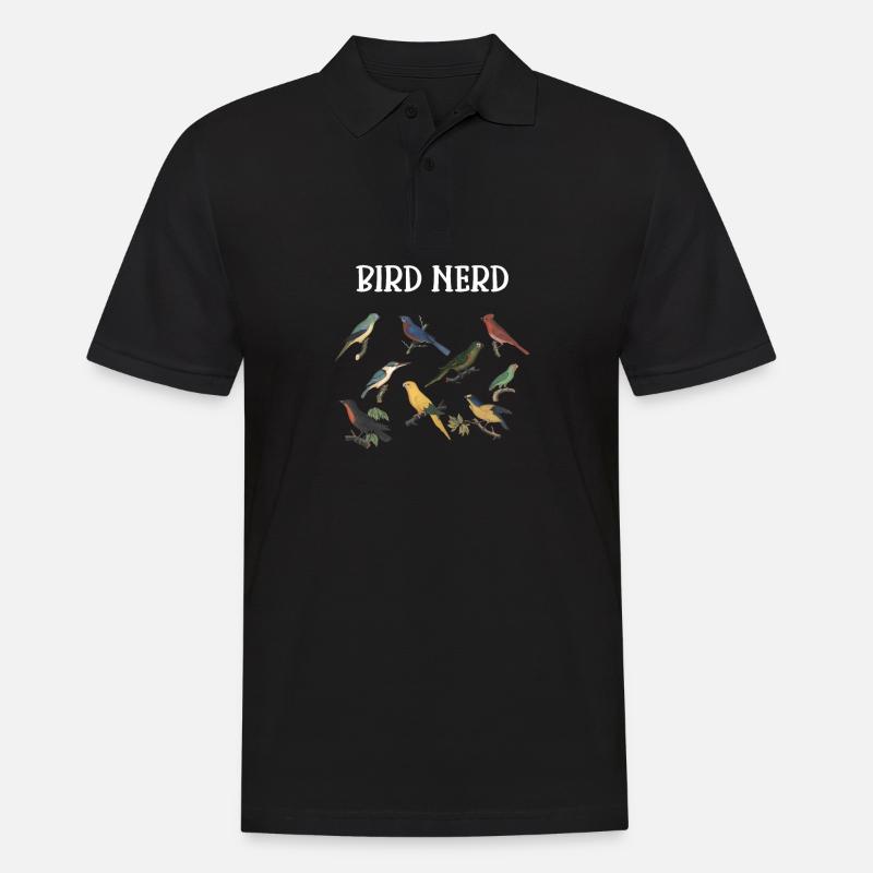 Vogel Nerd Vogelarten Artwork - Männer Poloshirt - Schwarz