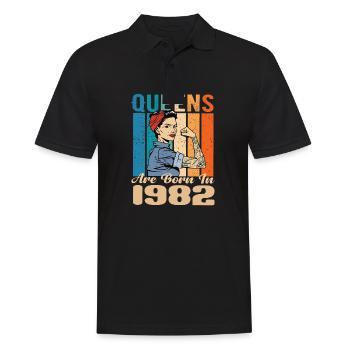 Queens Are Born In 1982 - Männer Poloshirt - Schwarz - Vorne - Kai (181cm)
