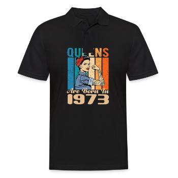 Queens Are Born In 1973 - Männer Poloshirt - Schwarz - Vorne - Kai (181cm)