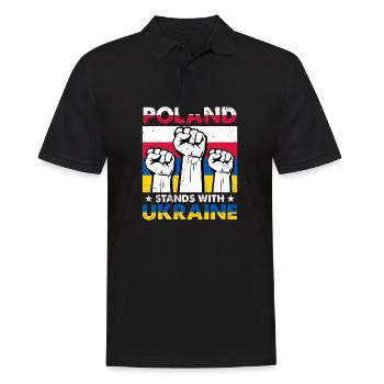 I Stand With Ukraine Poland Stands With Ukraine - Men's Polo Shirt - black - Front - Kai (181cm)