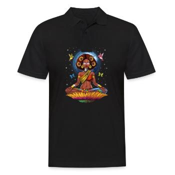 African Woman Hippie Yoga - Men's Polo Shirt - black - Front - Kai (181cm)