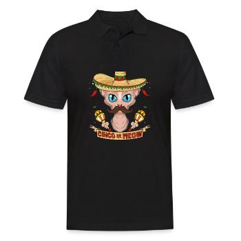 Cinco de Mayo Sphynx Cat Cinco de Meow I Sombrero - Männer Poloshirt - Schwarz - Vorne - Kai (181cm)