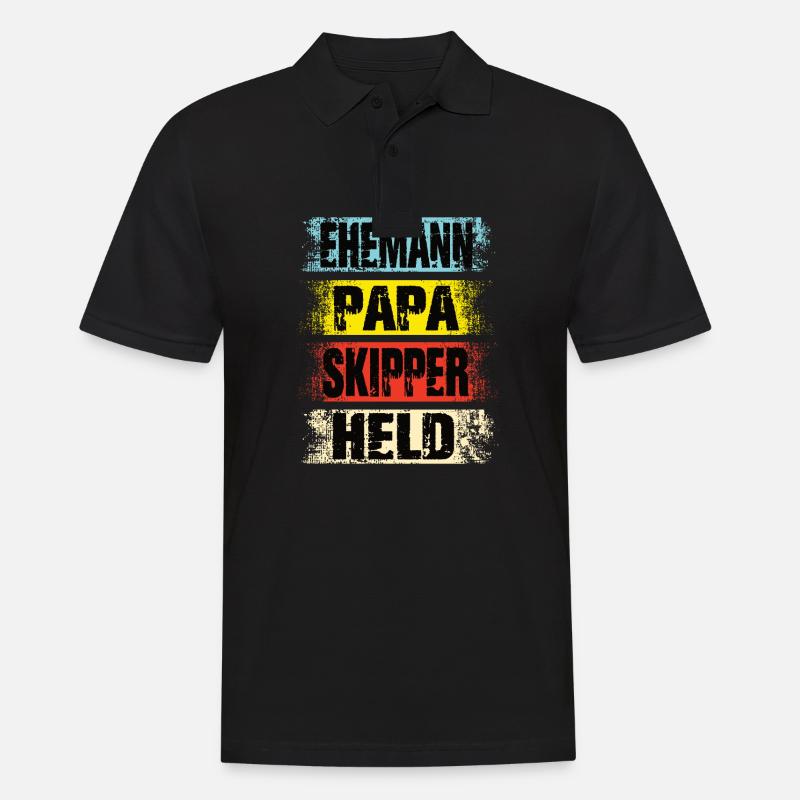 Ehemann Papa Skipper Held - Männer Poloshirt - Schwarz