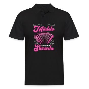 Quetschn Steirische Harmonika Volksmusik - Männer Poloshirt - Schwarz - Vorne - Kai (181cm)