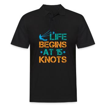 La vie commence à 15 nœuds - Kitesurf - Polo Homme - noir - Devant - Kai (181cm)