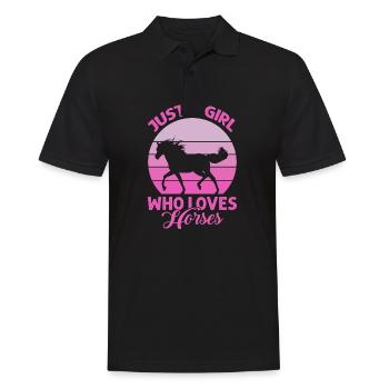 Just A Girl Who Loves Horses - Horseback Equestria - Männer Poloshirt - Schwarz - Vorne - Kai (181cm)