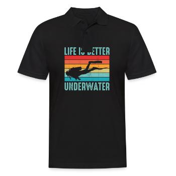 Life Is Better Underwater - Ocean Sea Free Diving - Men's Polo Shirt - black - Front - Kai (181cm)