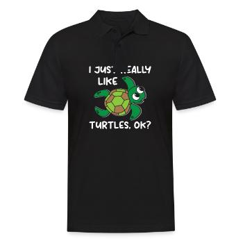 I Just Really Like Turtles. OK? - Sea Turtle - Männer Poloshirt - Schwarz - Vorne - Kai (181cm)