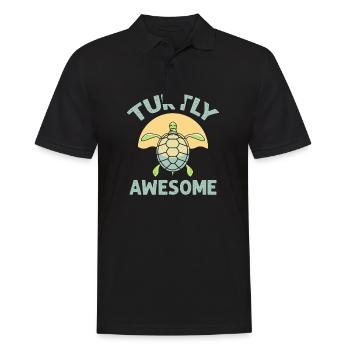 Turtly (Totally) Awesome - Ocean Sea Animal Turtle - Männer Poloshirt - Schwarz - Vorne - Kai (181cm)
