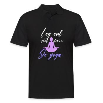 déconnexion fermer la conception de yoga pour un adepte de yoga - Polo Homme - noir - Devant - Kai (181cm)