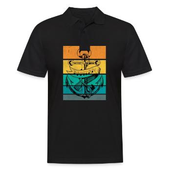 Retro Papitän Vatertag Boot Schiff Papa - Männer Poloshirt - Schwarz - Vorne - Kai (181cm)