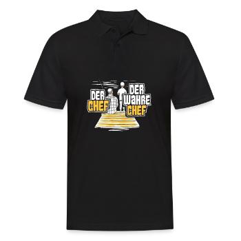 Angeln Vater Sohn Partnerlook - Männer Poloshirt - Schwarz - Vorne - Kai (181cm)