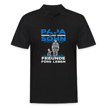 Polizei Papa Sohn Partnerlook - Männer Poloshirt - Schwarz - Vorne - Kai (181cm)