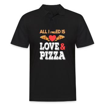 All I need is Love and Pizza Junk Food Fastfood - Männer Poloshirt - Schwarz - Vorne - Kai (181cm)