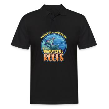 Easily Distracted By Beautiful Reefs Ocean - Men's Polo Shirt - black - Front - Kai (181cm)