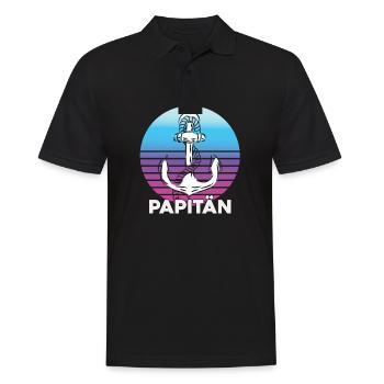 Retro Anker Vatertag Papitän Vater Papa Kapitän - Männer Poloshirt - Schwarz - Vorne - Kai (181cm)