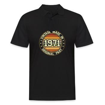 Vintage Made In 1971 Original Part Birthday 1971 - Men's Polo Shirt - black - Front - Kai (181cm)