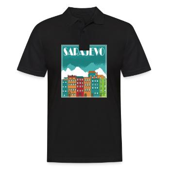 Sarajevo Landscape Vintage Art - Männer Poloshirt - Schwarz - Vorne - Kai (181cm)