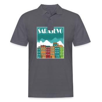 Sarajevo Paysage Vintage Art - Polo Homme - charbon - Devant - Nico (186cm)