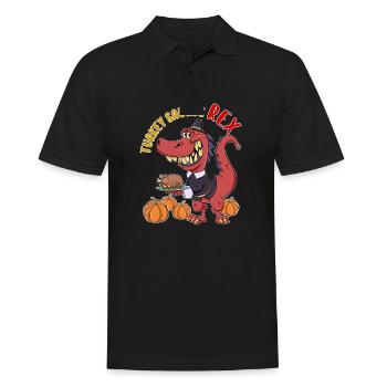 Turkey Saurus Rex I TRex Pilgrim Hat I Dinosaur - Men's Polo Shirt - black - Front - Kai (181cm)