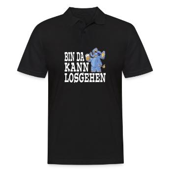 Bin da Kann losgehen Durstiger blauer Elefephant - Männer Poloshirt - Schwarz - Vorne - Kai (181cm)