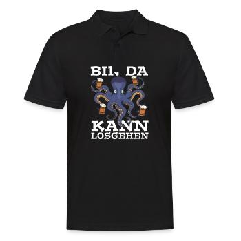 Bin da Kann losgehen Oktopus Achtarmig - Männer Poloshirt - Schwarz - Vorne - Kai (181cm)