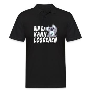 Bin da kann losgehen cooler & niedlicher Koala - Männer Poloshirt - Schwarz - Vorne - Kai (181cm)